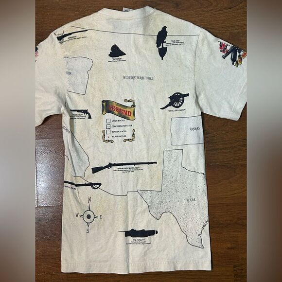 Vintage Civil War Art Unlimited all over print map t-shirt graphic tee size S - Picture 6 of 13